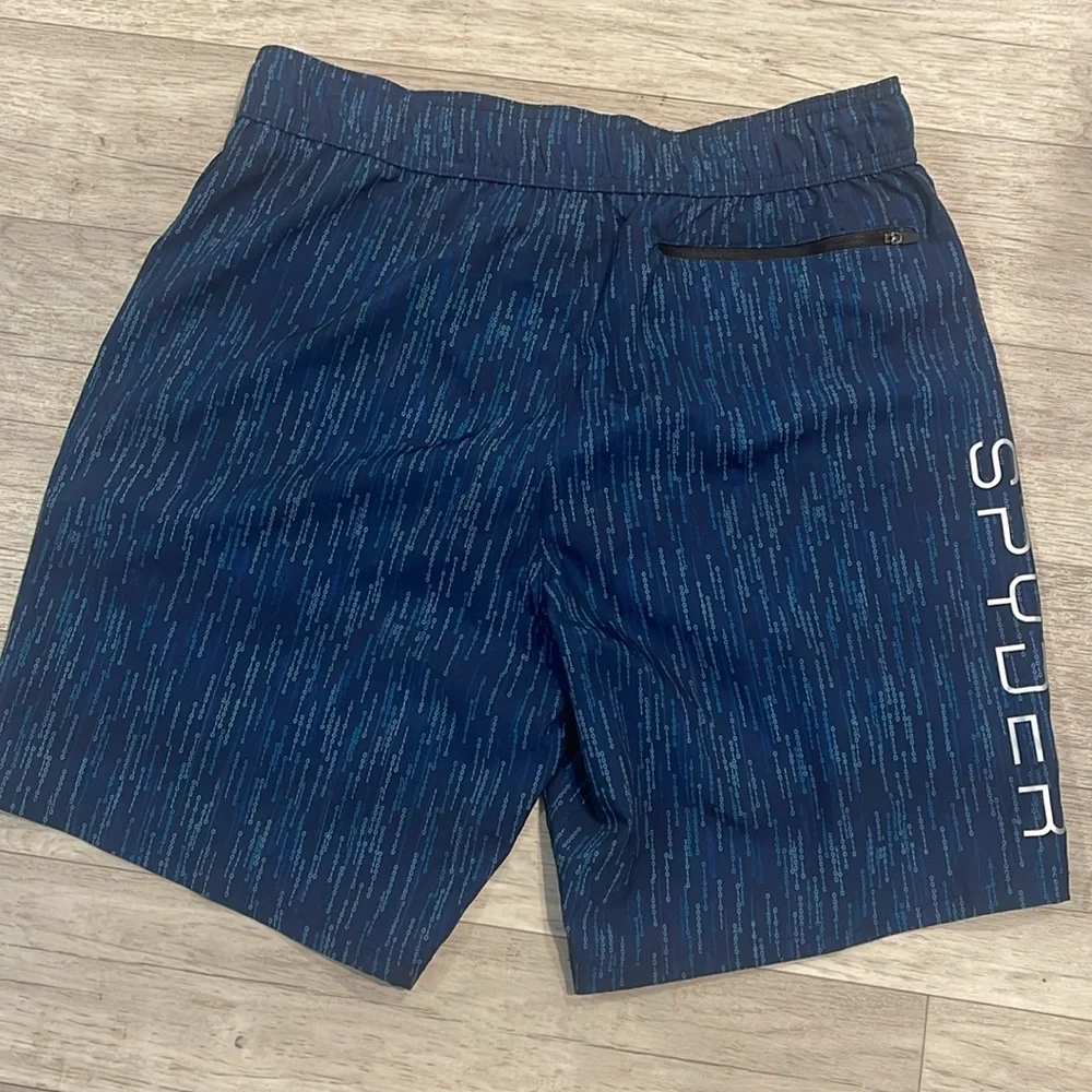Spyder NWT Blue Board Shorts Quick-Dry Swimwear men’s medium swim tie waist